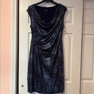 Connected Apparel metallic Deep Blue Dress